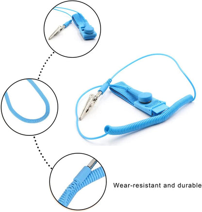 Antistatic Wristband Adjustable Antistatic Wrist Strap Anti Static Wrist Strap Band with Grounding Wire for Preventing Build Up of Static Electricity